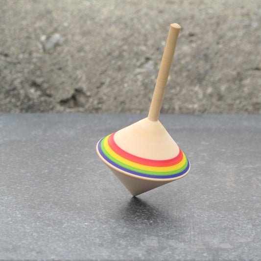 Square shaped spinning top (with rainbow stripes)