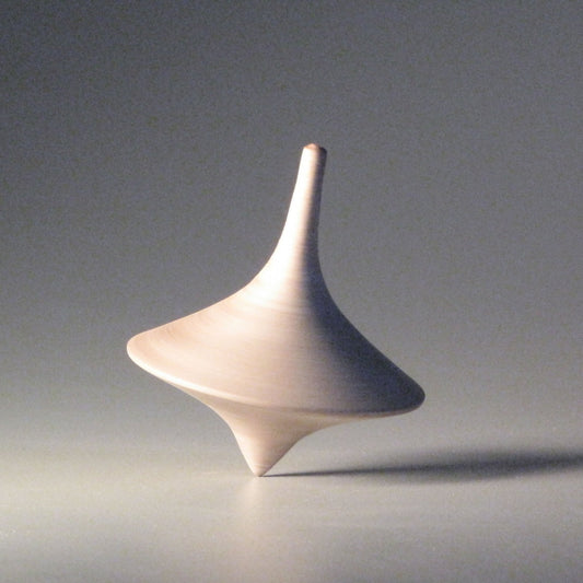 Funnel shaped spinning top - natural wood